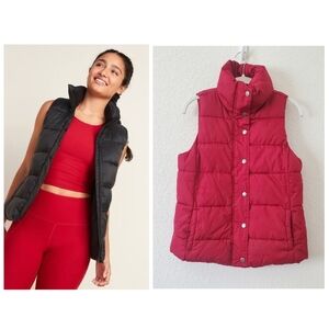 Old Navy Red Fleece Lined Puffer Warm Vest S Athleisure Gorpcore